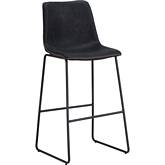 Cal Bar Stool in Black Leatherette & Steel (Set of 2)